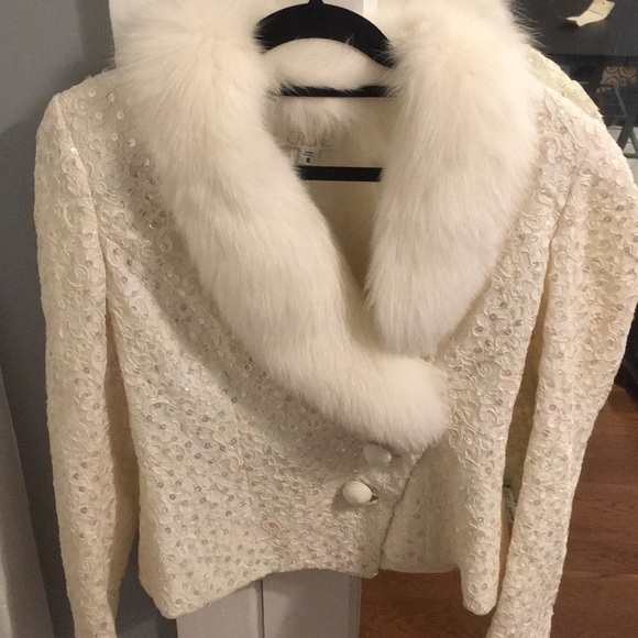Cache Jackets & Blazers - NWT!! Cache gorgeous fox fur sequin blazer